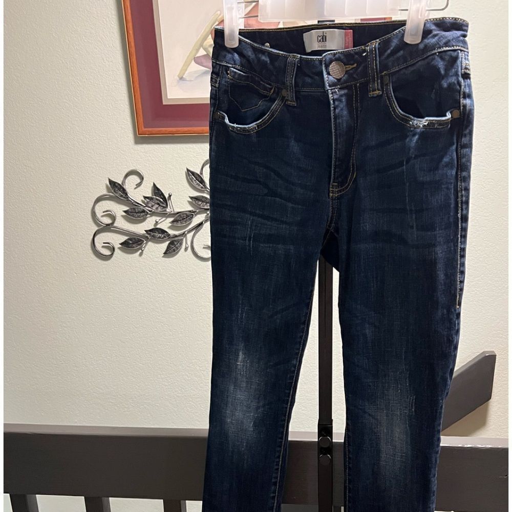CAbi Straight Leg High Rise Blue Jeans Size 2 #JTA005
